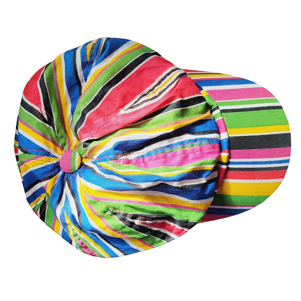 Multicolor Rainbow Stripe NewsboyCap BakerBoy Hat Retro Festival Pride Accessory